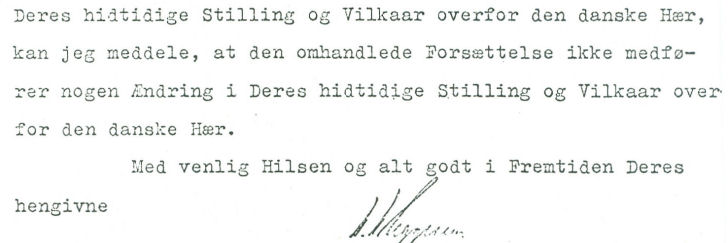 skrivelse fra danske krigsminister